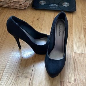 Black suede heels